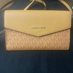 Michael Kors Gold and Brown Crossbody Bag New